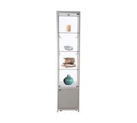 Edimeta Vitrine Exposition Aluminium LED H 200 x L 45 x P 45 cm - Gris Alu