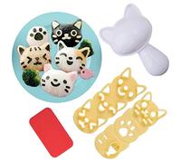 Edinber Ensemble de moules à boules de riz, moule à sushis en forme de chat, outils de pique-nique pour enfants, décoration de repas, déjeuner,