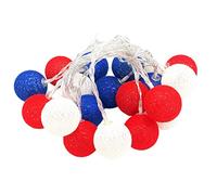 Edinber Guirlande lumineuse boule rouge, blanche, bleue, LED rouge, blanche, bleue, 3 m, 20 lumières pour décoration de jardin, à piles