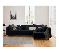 Edinburg - canapé modulable d'angle réversible 4 places - en velours côtelé - Noir