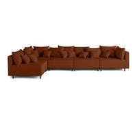 Edinburg - canapé modulable d'angle réversible 5 places - en velours côtelé - Terracotta