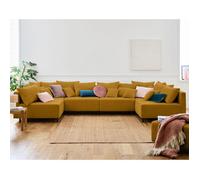 Edinburg - canapé modulable panoramique 6 places - en velours côtelé - Jaune