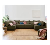 Edinburg - canapé modulable panoramique 6 places - en velours côtelé - Vert