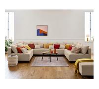 Edinburg - canapé modulable panoramique 8 places - en velours côtelé - Beige