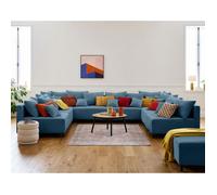 Edinburg - canapé modulable panoramique 8 places - en velours côtelé - Bleu