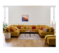 Edinburg - canapé modulable panoramique 8 places - en velours côtelé - Jaune