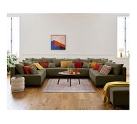 Edinburg - canapé modulable panoramique 8 places - en velours côtelé - Vert