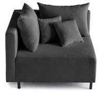 Edinburg - module d'assise d'angle gauche - en velours côtelé - Gris foncé Gris foncé