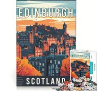 Edinburgh in Scotland Puzzle 1000 pièces | Collection d'artistes en décoration intérieure Beaux-Arts Vacances anti-stress à la maison Se détendre 52x38cm