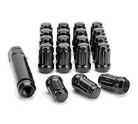 Edinstry Écrous de roue M12 x 1,5 pour VTT, 16 écrous de roue noirs à 6 cannelures avec clé à douille de 19 mm/21 mm, compatibles avec Polaris Ranger RZR XP General, Pioneer 500 700 1000 roues de