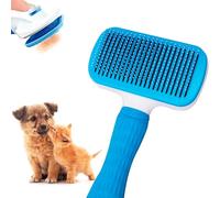 Edipets, Brosse Chien, Chat, Poil Long, Autonettoyante, Poils en Acier et Silicone, Élimine les Poils Morts, Ergonomique, Accessoires Animaux (Bleu)
