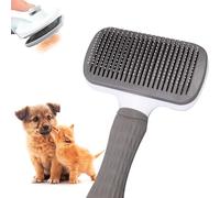 Edipets, Brosse Chien, Chat, Poil Long, Autonettoyante, Poils en Acier et Silicone, Élimine les Poils Morts, Ergonomique, Accessoires Animaux (Gris)