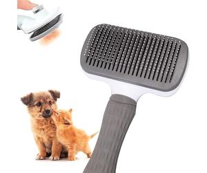Edipets, Brosse Chien, Chat, Poil Long, Autonettoyante, Poils en Acier et Silicone, Élimine les Poils Morts, Ergonomique, Accessoires Animaux (Gris)