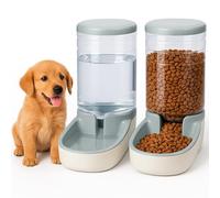 Edipets, Distributeur Croquettes Chat, Chien, Automatique, 2 Unités, 3.8 L, Gamelle à Nourriture et à Eau pour Animaux de Compagnie (Gris)