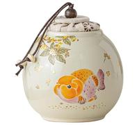 EdirFtra Bocal de Rangement à thé, récipient en céramique hermétique, Bocal de Rangement à thé Poisson Rouge, bocaux Traditionnels de Rangement à thé pour épices de Cuisine, café, Condiment, 200 ML