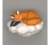 EdirFtra Modèle de Papier 3D Animal Sculpture Fox Papercraft Enfants DIY Artisanat Salon Décoration Murale, 17.3 x 14.6 x 12.2 Pouces