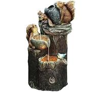 EdirFtra Solaire Fonction d'eau alimentée Eau intérieur/extérieur écureuil Sculpture Fontaine Eau Statue Jardin Fontaine d'eau avec LED lumières écureuil Forme Piscine Cascade décoration, 30 * 18cm