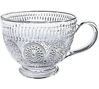 EdirFtra Tasse de thé en Verre de Tournesol en Relief Vintage, Tasse de café de 14 OZ, Tasse de Tournesol de Grande capacité, Bol de Yaourt en Relief Vintage avec poignée