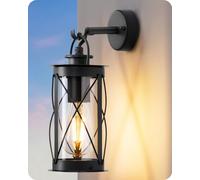 EDISHINE Applique Murale avec Cadre en Aluminium, Étanche IP44, Douille E27, Installation Facile, Style Vintage, Applique d’Extérieur Idéale pour Jardin, Patio et Terrasse, Noir