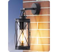 EDISHINE Applique Murale avec Cadre en Aluminium, Étanche IP44, Douille E27, Installation Facile, Style Vintage, Applique d’Extérieur Idéale pour Jardin, Patio et Terrasse, Anthracite
