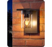EDISHINE Applique Murale Extérieure, Lampe Murale avec Verre Transparent, IP44 Étanche, E27 max. 15W, Luminaire Moderne pour Façade, Garage, Auvent (ampoule non incluse), 19x12x15 cm, Noir