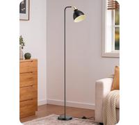 EDISHINE Lampadaire Industriel, Lampe sur Pied Rétro avec abat-jour en métal, tête réglable, douille E27, Lampe de Lecture pour Salon et Bureau, avec ampoule LED incluse, noir