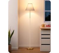 EDISHINE Lampadaire Rétro pour Salon, Abat-jour en Coton-Lin et Structure Métallique, Ampoule LED 2700K Incluse, Lampe sur Pied E27 pour Chambre d'Enfant, Chambre à Coucher et Coin Lecture, Blanc