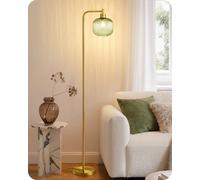 EDISHINE Lampadaire Salon, Abat-Jour en Verre Bonbon, Vert Menthe & Doré | Structure Métallique Dorée, Lampe de Lecture Moderne avec Ampoule LED E27 Incluse, 2700 K, pour Chambre et Bureau