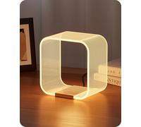 EDISHINE Lampe de Chevet LED Moderne, Veilleuse Design avec Source de Lumière Cachée & Gravure Laser, Acrylique & Aluminium, 4W, Lampe Décorative pour Chambre, Salon, Bureau, Doré