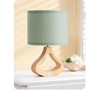 EDISHINE Lampe de Chevet Moderne, Abat-jour Vert Amande en Lin, E27 Douille, 2700K Ampoule LED Incluse, pour Salon, Chambre, Bureau