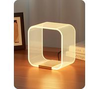 EDISHINE Lampe de Table LED Dimmable, Lampe Moderne avec Source de Lumière Cachée et Gravure Laser, 3 Températures de Couleur, Acrylique et Aluminium, Lumière Nocturne 4W pour Chambre à Coucher, Or