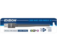 EDISION Adaptateur WiFi USB EDI-Mega 2, WiFi dongle MTK7601, 150 Mbps, 2.4GHz, Antenne inclinable, Compatible avec Picco T265 Pro HD, Ping T2/C, Proton S2 Plus, Piccollino, Piccollo, Windows.[F742]