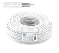 EDISION CCS-100 Câble coaxial 100m, Câble d'antenne TV Interne PVC Blanc, Acier Cuivré CCS/AL, 21VAtC, CPR Eca Câble Sat, pour DVB-S2, DVB-T/T2, DVB-C, RADIO, Bobine 100m