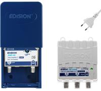 EDISION MAK-100 Kit: Préamplificateur de mât Antenne TV TNT 1UHF, 10-25db, 107dBmV, 24V, pour Numérique Terrestre DVB-T/T2, avec Filtre 5G LTE + Alimentation 24V 200mA F 2 Sorties