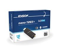 EDISION Nano T265+ Récepteur HDMI dongle Terrestre TNT DVB-T2 et Câble DVB-C, H265 HEVC, FTA, Haute définition, PVR, USB, HDMI, Capteur IR, Charge USB, IR Télécommande 2en1