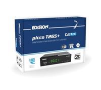 Edision Picco T265+ Récepteur Terrestre TNT DVB-T2 et par Câble DVB-C, H265 HEVC FTA Haute définition, PVR, USB, HDMI, SCART, Capteur IR, Prend en Charge USB WiFi, Télécommande Universelle 2en1 Noir