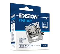 EDISION Prise d'antenne TV Universelle TVE-101, Prise terminale TV-R encastré 2 connecteurs, Convient pour Terrestre TNT DVB-T/T2, Câble DVB-C, Radio, FM, Dab+, 2 Sorties