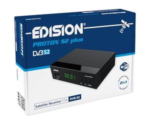EDISION Proton S2 Plus Full HD récepteur Satellite DVB-S2 FTA, Unicable Soutien, USB Wi-FI Soutien, LAN, HDMI, SCART, SPDIF, IR, Lecteur multimédia USB, Télécommande Universelle 2en1