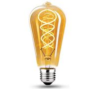 Edison Ampoule vintage E27 LED vintage à intensité variable 4 W ST64 LED E27 Blanc chaud 2700 K Ampoule rétro Idéal pour éclairage nostalgie et rétro Verre ambré 1 pièce