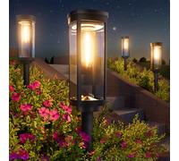 EDISONFIRE Solaires Jardin pour Extérieurs 2 Pièces Lampes IP65 Étanche Eclairage Solaire Décoration Pour Jardin, Terrasse, Chemin, Pelouse, Blanc Chaud