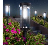 EDISONFIRE Solaires Jardin pour Extérieurs 4 Pièces Lampes IP65 Étanche Eclairage Solaire Décoration Pour Jardin, Terrasse, Chemin, Pelouse, Blanc