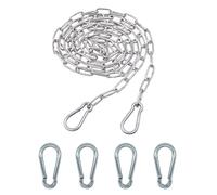 Editbar Chaîne en acier inoxydable avec mousqueton - Chaîne en acier rond de 3 m de diamètre 3 mm - Maillons en acier inoxydable - Chaînes en métal à suspendre - Convient pour laisses de chien,