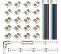 Editbar Kit de connecteurs LED COB à 6 broches de 12 mm, connecteur LED transparent sans trous, 12 connecteurs de plaque à câble et 8 connecteurs de plaque à panneau, câble d'extension de 1 m de long