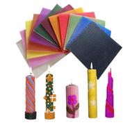 Editbar Lot de 12 bougies en cire d'abeille, 12 couleurs, plaques de cire d'abeille, pour bougies, 20 x 20 cm, pour fabriquer vos propres bougies, pour la fabrication de bougies, les travaux manuels,