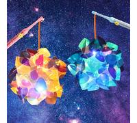 Editbar Lot de 2 lanternes pour enfants avec baguette de lanterne, lanternes faites maison, lanterne portable multicolore pour enfants, bâton court pour Saint Martin, Noël, Halloween et fêtes