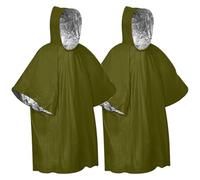 Editbar Lot de 2 ponchos de survie d'urgence, poncho de pluie d'urgence, couverture de sauvetage, couverture de bivouac, couverture chauffante de premiers secours, isolation et imperméable, convient