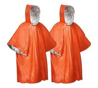 Editbar Lot de 2 ponchos de survie d'urgence, poncho de pluie d'urgence, couverture de sauvetage, couverture de bivouac, couverture chauffante de premiers secours, isolation et imperméable, convient