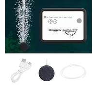 Editbar Pompe à air d'aquarium - Rechargeable par USB - 3 niveaux de contrôle du flux d'air - Étanchéité IPX7 - Silencieuse - Avec tuyau d'air et pierre à air - Idéal pour la pêche en plein air et les