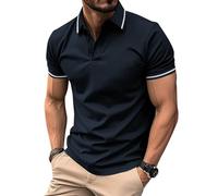 EDITCOZY Polo Homme Manches Courtes Golf Pull Casual Coton Jersey Top Classique La Marine M