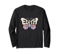 Edith Butterfly - Word Art personnalisé avec nom Mignon Manche Longue
